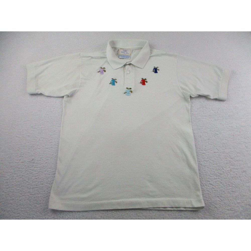 Vintage Hello Mary Lou Hanes Polo Shirt Size Large L Golf Theme Embroidery Print